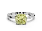 Cushion Cut Bypass Solitaire Engagement Ring Setting for a Fancy Yellow Lab-Grown Diamond | Platinum