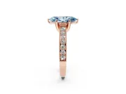 Marquise Vintage Hidden Halo Engagement Ring Setting for a Fancy Blue Lab-Grown Diamond | Milgrain Pave Band | Rose Gold