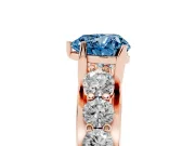 Heart-Shaped Graduated Engagement Ring Setting for a Fancy Blue Lab-Grown Diamond | Rose Gold