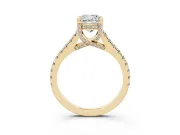 Cushion Cut Hidden Halo Pave Engagement Ring Setting | Claw Prongs | Yellow Gold