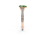 Pear-Shaped Graduated Pavé Engagement Ring Setting for a Fancy Green Lab-Grown Diamond | Rose Gold