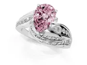 Pear-Shaped Bypass Pavé Engagement Ring Setting for a Fancy Pink Lab-Grown Diamond | Graduated Pavé | Sterling Silver