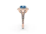 Asscher Cut Halo Engagement Ring Setting for a Fancy Blue Lab-Grown Diamond | Rose Gold - Design NV-24799