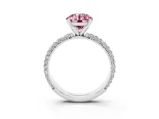 Round Domed Pavé Engagement Ring Setting for a Fancy Pink Lab-Grown Diamond | Sterling Silver