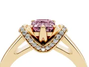 Emerald Cut Pavé Collar Engagement Ring Setting for a Fancy Pink Lab-Grown Diamond | Yellow Gold