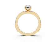 Emerald Cut Vintage Pavé Solitaire Engagement Ring Setting | Milgrain Edges | Yellow Gold