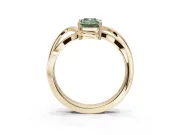 Emerald Cut Bypass Solitaire Engagement Ring Setting for a Fancy Green Lab-Grown Diamond | Pavé Strands | Yellow Gold