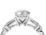 Oval Tapered Baguette Engagement Ring Setting | Bar Set Sides | White Gold