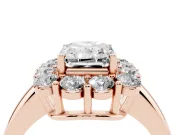 Radiant Cut Cluster Halo Engagement Ring Setting | Large Round Accents | Rose Gold