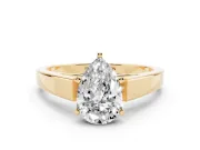 Pear-Shaped Cathedral Solitaire Engagement Ring Setting | Tapered Band | Yellow Gold