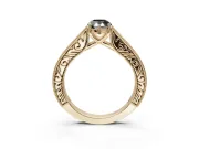 Pear-Shaped Vintage Pavé Engagement Ring Setting for a Black Center | Yellow Gold