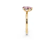 Fancy Pink Pear Cut Diamond Solitaire Engagement Ring Set in Yellow gold with Prong Setting and Polished Band