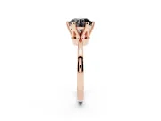 Fancy Black Round Cut Diamond Solitaire Engagement Ring Set in Rose gold with Slim Tapered Solitaire Band