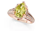 Fancy Yellow Pear Cut Diamond Pavé Split Shank Solitaire Ring Set in Rose gold with Prong Setting