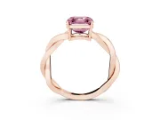 Fancy Pink Asscher Cut Diamond Solitaire Twisted Pavé Ring Set in Rose gold with Prong Setting
