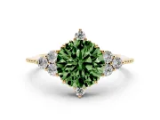 Round Cluster Engagement Ring Setting for a Fancy Green Lab-Grown Diamond | Yellow Gold