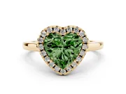 Heart-Shaped Halo Engagement Ring Setting for a Fancy Green Lab-Grown Diamond | Flat Tapered Band | Yellow Gold