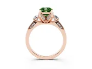 Cushion Cut Hidden Halo Three Stone Engagement Ring Setting for a Fancy Green Lab-Grown Diamond | Rose Gold