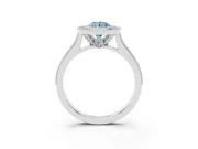 Pear-Shaped Vintage Milgrain Halo Engagement Ring Setting for a Fancy Blue Lab-Grown Diamond | Bezel Head | Platinum