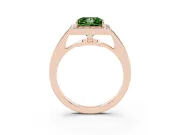 Fancy Green Princess Cut Diamond Halo Pavé Engagement Ring Set in Rose gold with Bezel Setting