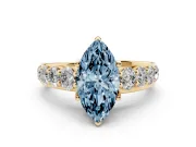 Marquise Graduated Engagement Ring Setting for a Fancy Blue Lab-Grown Diamond | Yellow Gold