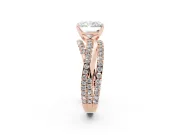 Radiant Cut Diamond Solitaire Twist Band Ring Set in Rose gold with Pavé Setting and Prong Head