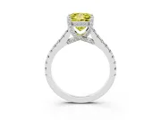 Princess Cut Hidden Halo Pave Engagement Ring Setting for a Fancy Yellow Lab-Grown Diamond | Claw Prongs | White Gold