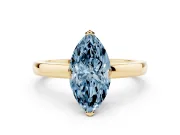 Marquise Solitaire Engagement Ring Setting for a Fancy Blue Lab-Grown Diamond | Flat Tab Prongs | Yellow Gold