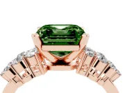 Fancy Green Asscher Cut Diamond Cluster Engagement Ring Set in Rose gold with Pavé Band and Prong Setting