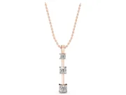 Princess Cut Lab-Grown Diamond Graduated Bar Pendant Necklace | Spaced Settings | Rose Gold
