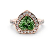 Heart-Shaped Milgrain Halo Engagement Ring Setting for a Fancy Green Lab-Grown Diamond | Pavé Shoulders | Rose Gold