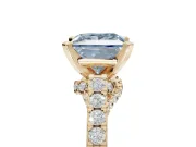 Princess Cut Pavé Solitaire Engagement Ring Setting for a Fancy Blue Lab-Grown Diamond | Crossover Gallery | Yellow Gold