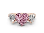 Heart-Shaped Three Stone Engagement Ring Setting for a Fancy Pink Lab-Grown Diamond | Braided Band | Rose Gold