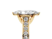 Marquise Graduated Pavé Solitaire Engagement Ring Setting | Wide Pavé Row Band | Yellow Gold