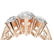 Marquise Three Stone Engagement Ring Setting | Beaded Shoulders | Rose Gold