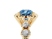 Cushion Cut Floral Engagement Ring Setting for a Fancy Blue Lab-Grown Diamond | Petal Frame | Yellow Gold