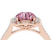 Round Halo Engagement Ring Setting for a Fancy Pink Lab-Grown Diamond | Petal Tips | Rose Gold