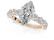 Marquise Side Stone Engagement Ring Setting | Scalloped Prong Accents | Rose Gold