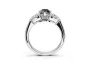 Marquise Three-Stone Engagement Ring Setting for a Black Center | Pear Side Stones | Sterling Silver