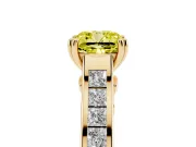 Cushion Cut Channel Engagement Ring Setting for a Fancy Yellow Lab-Grown Diamond | Yellow Gold - Design NV-24671