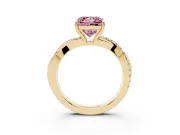 Princess Cut Crossover Engagement Ring Setting for a Fancy Pink Lab-Grown Diamond | Yellow Gold