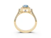 Pear-Shaped Halo Engagement Ring Setting for a Fancy Blue Lab-Grown Diamond | Pavé Panel Shoulders | Yellow Gold