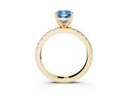 Cushion Cut Pavé Solitaire Engagement Ring Setting for a Fancy Blue Lab-Grown Diamond | Yellow Gold