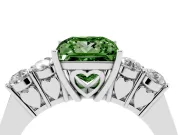 Princess Cut 5 Stone Engagement Ring Setting for a Fancy Green Lab-Grown Diamond | Platinum