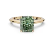 Radiant Cut Solitaire Engagement Ring Setting for a Fancy Green Lab-Grown Diamond | Tapered Plain Band | Yellow Gold