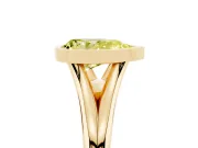 Fancy Yellow Bezel Set Pear Cut Diamond Solitaire Ring Set in Yellow gold with Tapered Band