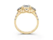 Asscher Cut Three Stone Engagement Ring Setting | Accented Shoulders | Yellow Gold