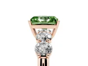 Radiant Cut Five Stone Engagement Ring Setting for a Fancy Green Lab-Grown Diamond | Prong Set Side Stones | Rose Gold
