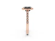 Radiant Cut Milgrain Halo Engagement Ring Setting for a Black Center | Beaded Shoulders | Rose Gold