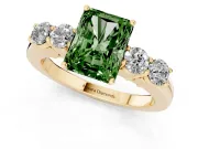 Radiant Cut 5 Stone Engagement Ring Setting for a Fancy Green Lab-Grown Diamond | Yellow Gold